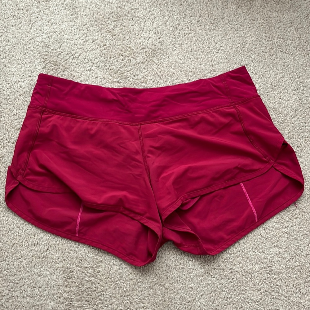 lululemon pink speed up lined short 2.5"